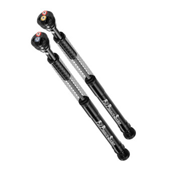 Gabeldämpfer mit Federn, Federvorspannung einstellbar, ein Holm mit Zugstufendämpfung 24 Klicks einstellbar, ein Holm mit Druckstufendämpfung 24 Klicks einstellbar + 1 Lt Öl/ L+16mm