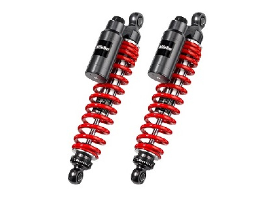 REAR TWIN Shocks - Length 361mm - Piggyback tank - ADJ:Manual spring preload, rebound, compression - RED springs