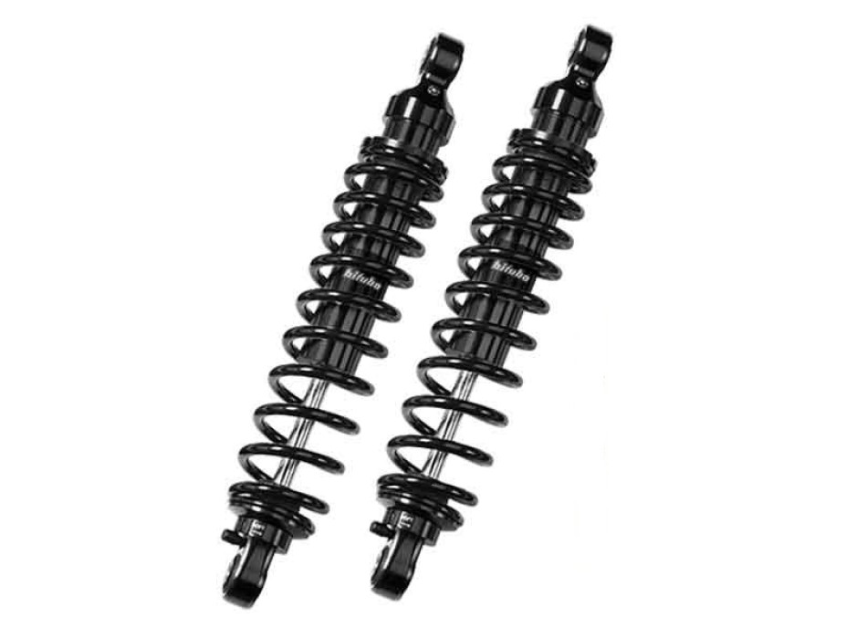 Stereo-Stoßdämpfer hinten, Federvorspannung und Zugstufendämpfung einstellbar, Achsabstand 310mm, schwarze Feder