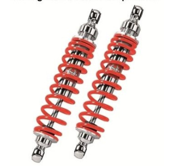 Stereo-Stoßdämpfer hinten, Federvorspannung einstellbar, Achsabstand 361mm, rote Feder