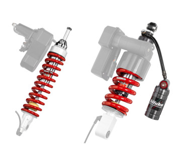 Vorder- und Hinterradstoßdämpfer-Kit SHOWA_ESA Original, geliefert mit Bitubo-Feder, separater Tank mit Doppelkompressionsverstellung