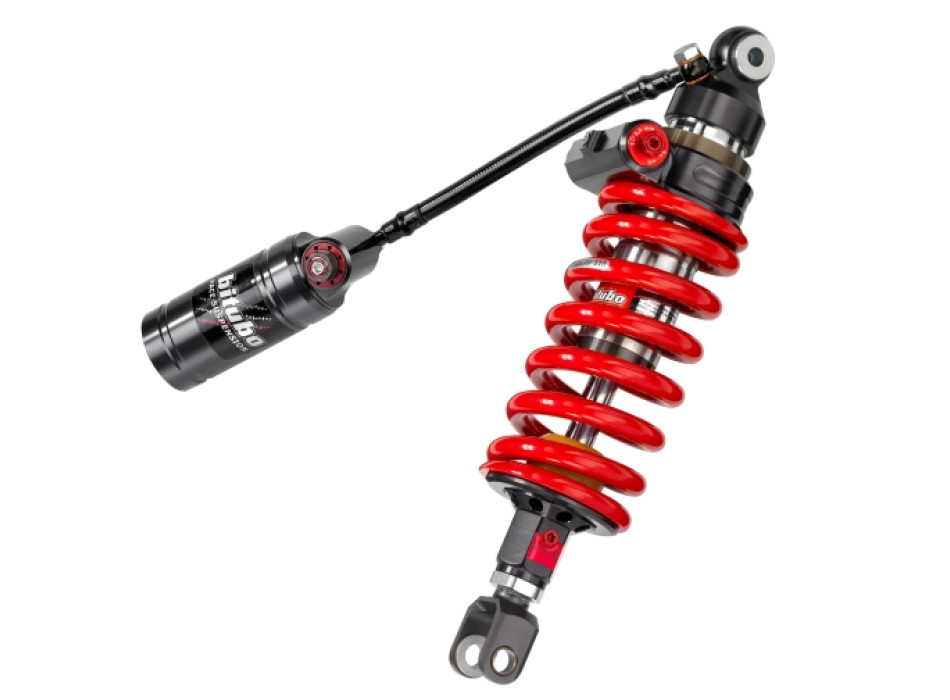 Monoshock einstellbar: hydraulische Federvorspannung, Rebound, doppelte Kompression, Länge, rote Feder