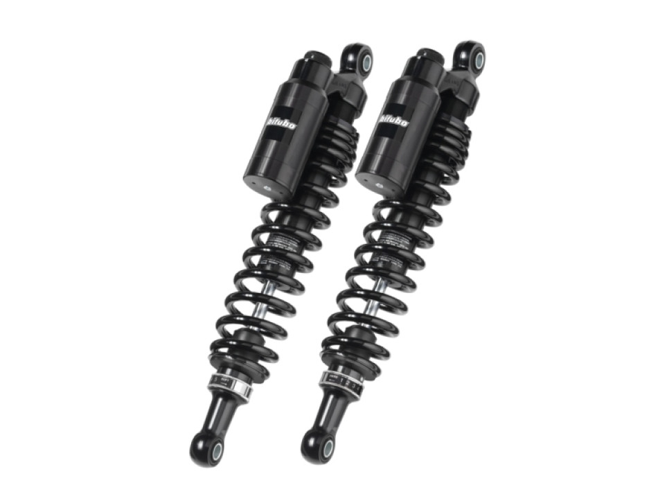 Twinshocks adjustable: spring preload, rebound, compression, length 350mm, Piggyback tank DARK EDITION