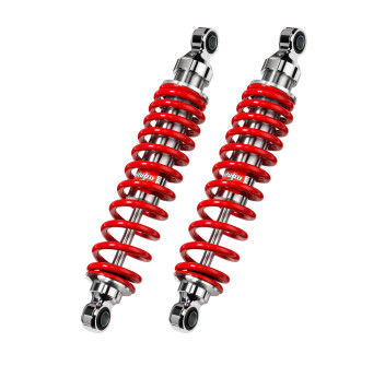 Twinshocks adjustable: spring preload, length 361mm, Red spring