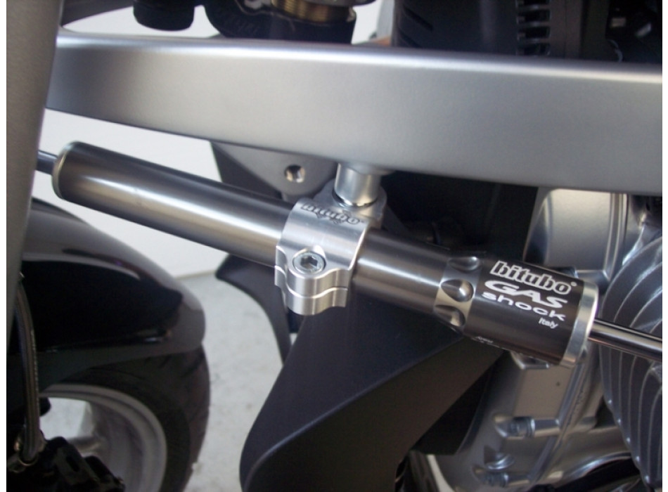 Steering damper kit original mounting (as OEM), with Red shock absorber