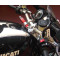 Steering damper kit over tank mounting with Red shock absorber