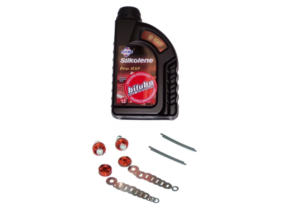 Kit Fork: rebound-compression pistons, shims, + 1 Lt. Oil