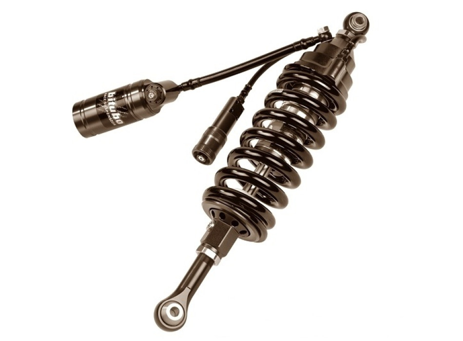 Monoshock adjustable: hydraulic spring preload, rebound, double compression, length, Black spring