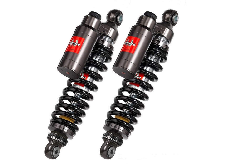 REAR TWIN Shocks - Length 330mm - Piggyback tank - ADJ:Manual spring preload, rebound, compression, length - BLACK springs