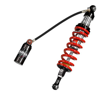Monoshock avec réglage: précharge du ressort, rebond, double compression, entraxe, ressort Rouge