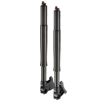 Forcella Moto3 L 670mm, Stroke 115mm, Caliper int. 60mm, Brake offset 72.5mm, Offset 11mm, ØiDX 28mm, ØiSX22mm.