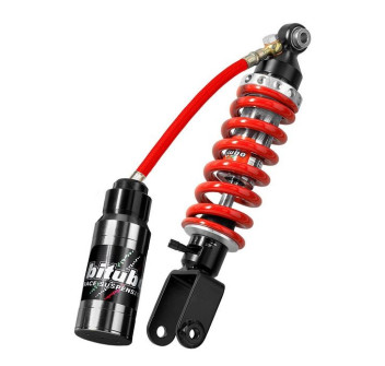 Mono posteriore Regolabile: precarico manuale, estensione, compressione, Vaschetta con tubo flex, interasse 249mm, molla Rossa